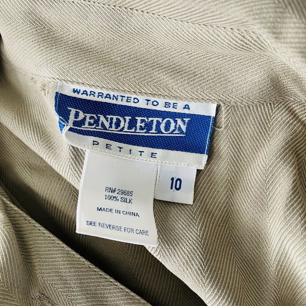 Pendleton Button Down 100% Silk Tan Long Sleeve C… - image 8